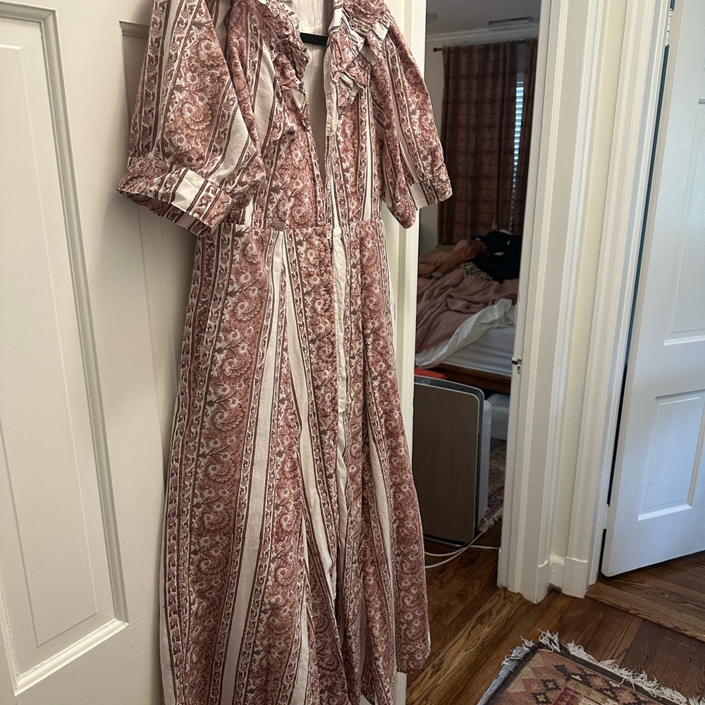 Julia Amory ruffle dress cocoa fleur stripe